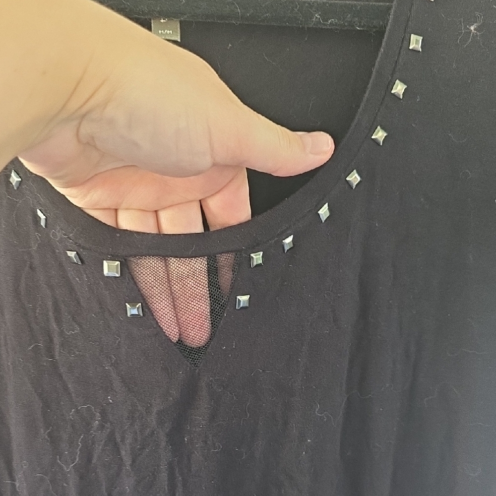 Thyme Maternity Black Studded Short Sleeve Top